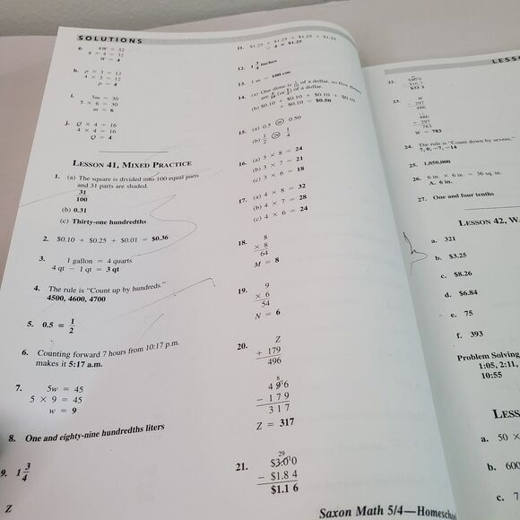 Saxon Math Homeschool 5 / 4: Solutions Manual - Paperback - ACCEPTABLE - Picture 16 of 16